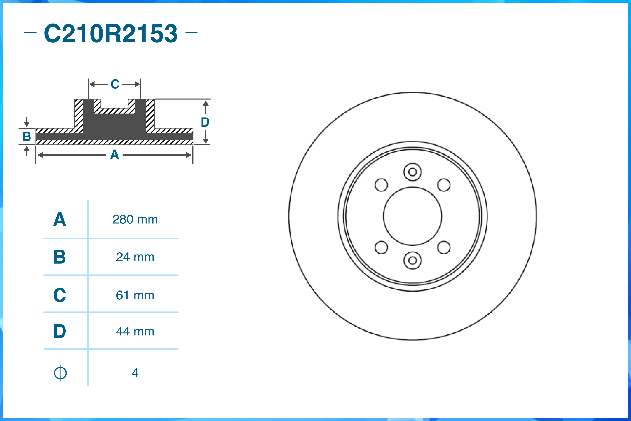 CWORKS C210R2153 диск тормозной передний, renault (Комплект 2 штуки)